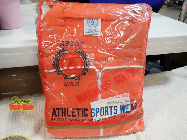 Lot 59-45063 - New Old Stock Vintage from 1970s Ascot Athletic Warm Up Suit 100% Stretch Nylon Double Knit Size Lar...