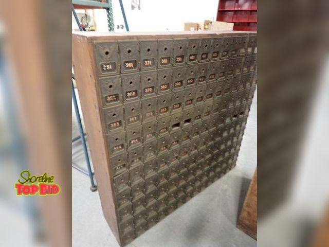 Lot 59-13036 - Circa 1890s Antique Post Office Nesting Mailbox 140 Bronze Eagle with Arrow &amp; Olive Branch Doors...