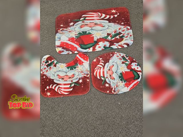 Lot 59-76020 - Christmas  bathroom mats  and toliet seat cover