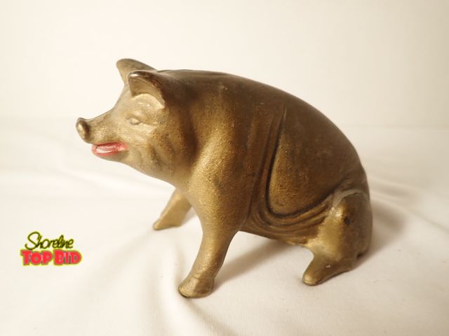 Lot 59-20185 - Antique Cast Iron "Seated Pig" Still Penny Bank by A.C. Williams 1920s, Est. Value $30 - $85, 3" x 4...