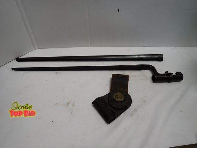 Lot 59-10416 - Rare U.S. Model 1873 Springfield Trapdoor Cadet Socket Bayonet with Scabbard &amp; Leather Frog No. ...
