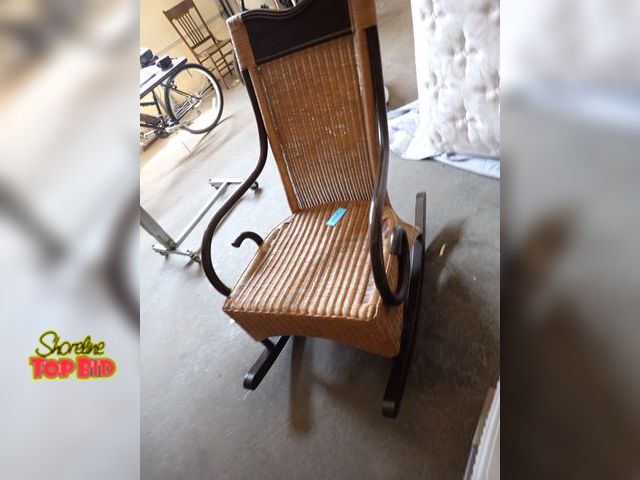 Lot 59-38327 - Beautiful Bentwood Rocker with Woven Wicker, Excellent Condition