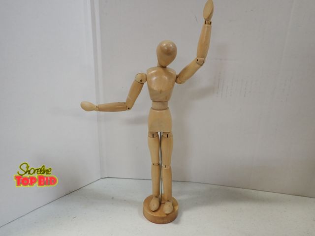 Lot 59-43592 - Articulating Wooden Artist Human Figure Posable Model 13" tall