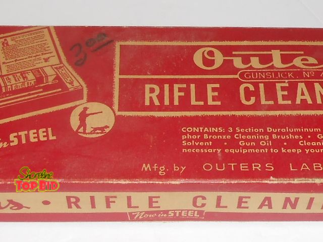Lot 59-74251 - Vintage OUTERS GUNSLICK RIFLE CLEANING KIT #477 FOR .22 CALIBER METAL CASE as pictured