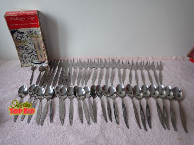 Lot 59-43535 - Washington Forge Stainless Tableware, 49 pc Total, Not a Complete Set