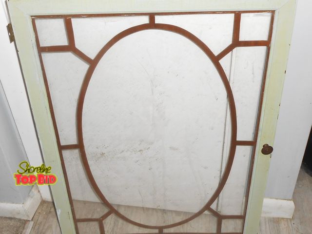 Lot 59-74277 - Vintage 30" X 22" Glass Cabinet Door Panel. Great decorative piece - glass intact - no chips.