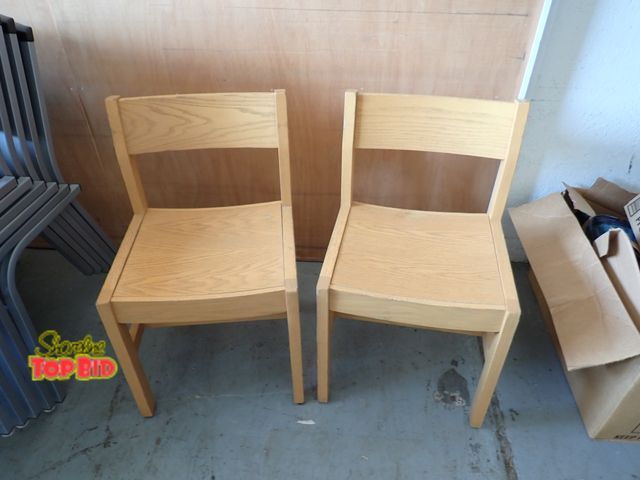 Lot 59-20041 - 2 Matching All Wooden Chairs. Very sturdy and solid, measure 27" from back to floor, seat is 14 1/2"...