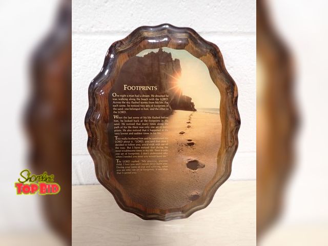 Lot 59-33180 - Decorative Wall Plaque "Footprints in the Sand" Inspirational Poem 11.5" x 9.5"