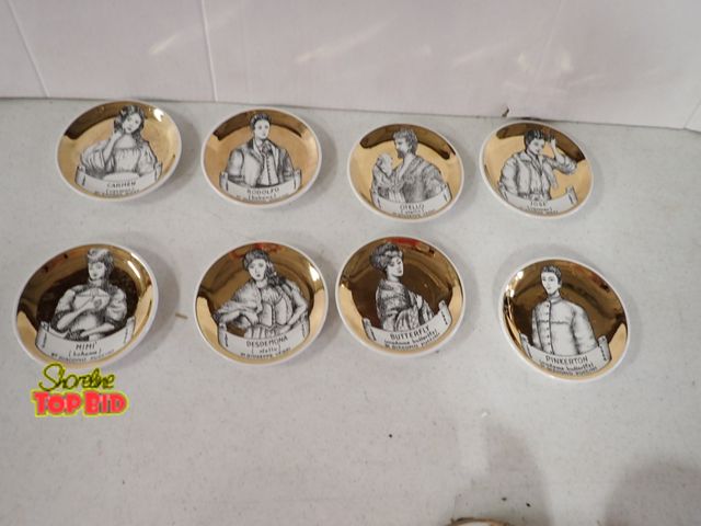 Lot 59-50030 - 8 Piero Fornasetti Set of Coasters Milano Melodramma Series, Porcelain Coaster featuring a transfer ...
