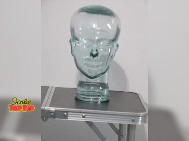 Lot 59-10032 - Glass mannequin head, no cracks, chips or flaws noted, 12" tall