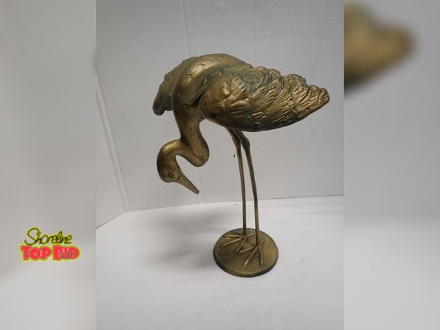 Lot 59-10383 - Mid-Century (MCM) Solid Brass Figurine, either Crane, Heron or Stork, Dating Back to 1950s or 1960s,...
