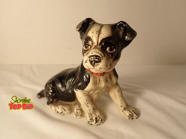 Lot 59-20184 - Rare Hubley Boston Terrier Puppy Cast Iron Still Bank 1920s to 1930s, 4.75" tall, 5 to 5.25" long, E...