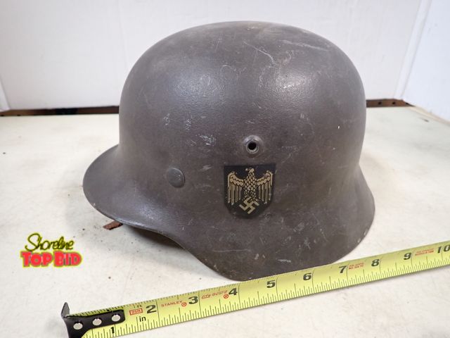 Lot 59-41419 - Original German WWII Army Heer M40 Single Decal Steel Helmet, No Chin Strap