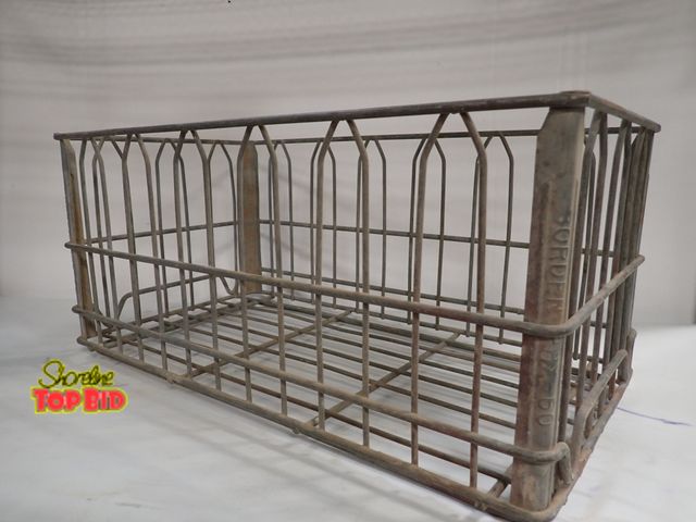 Lot 59-14335 - Mid-Century Borden Galvanized Wire Milk Crate 10" x 21 1/2" x 11" PHX-60, Commercial Heavy Duty
