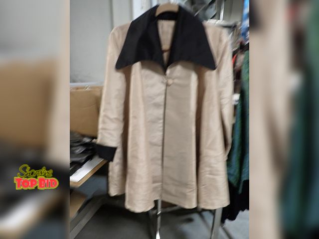 Lot 59-41778 - poly silk ladies jacket cream with black trimmed collar and cuffs size large maker cupcake very styl...