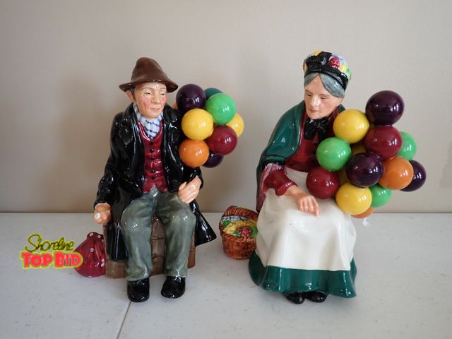 Lot 59-10827 - Royal Doulton Porcelain HN 1954, The Old Balloon Man Figurine Sitting Statue and Vintage Royal Doult...
