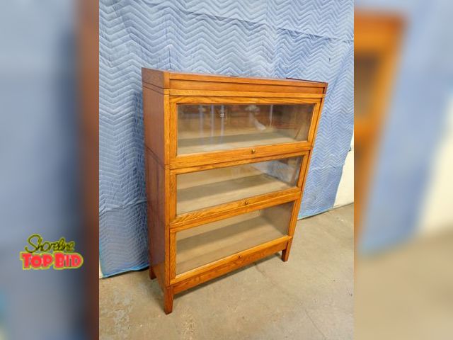 Lot 59-10040 - Lawyers Barrister 3-Tier Bookcase, Oak Construction by Macey No. 49, Great Condition