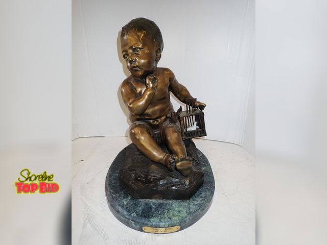 Lot 59-10148 - Bronze Sculpture title "Divine Boy" by Pigah on Marble Base 18" x 21" x 15". Estimated value $1,000....