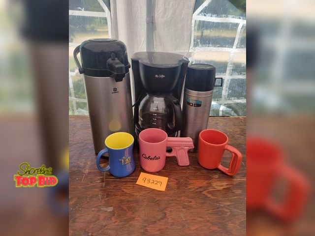 Lot 59-93229 - Coffee Lover Lot! This lot includes a Mr. Coffee coffee maker, a carafe, thermos, and three unique c...