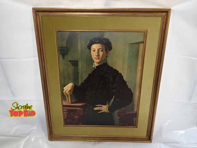 Lot 59-14415 - Vintage Print Titled Portrait of a Young Man with a Book Originally Created by the Italian Mannerist...