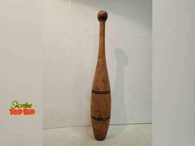 Lot 59-14437 - Antique Wooden Indian Club, also referred to as a juggling pin