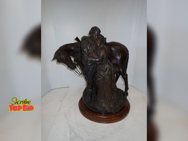 Lot 59-10140 - Signed, 1982 Bronze Sculpture "The Last Embrace" by Artist James Muir, on Swivel Base. Estimated val...