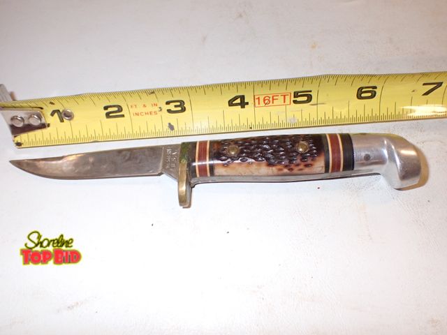 Lot 59-14316 - Western U.S.A. 6 1/4" Vintage 628 Knife, Rare, Brass Guard, 3 7/8" Blade