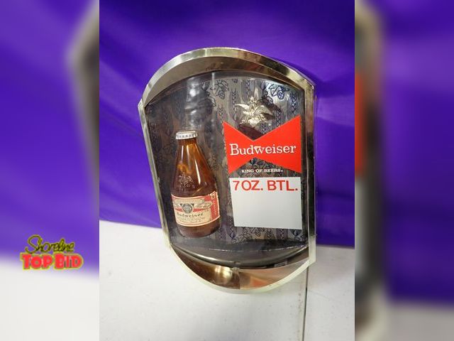 Lot 59-41519 - Vintage Budweiser 7oz bottle plastic bar sign 12" X 9 X 3.5"