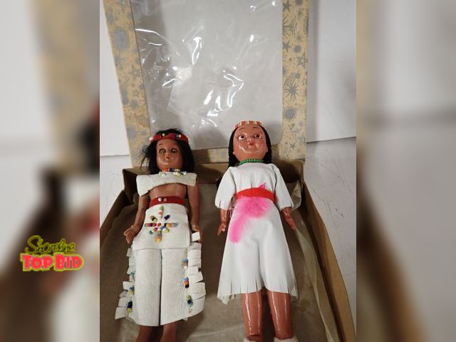 Lot 59-43252 - 2 Vintage Native American 8" Dolls, Japan