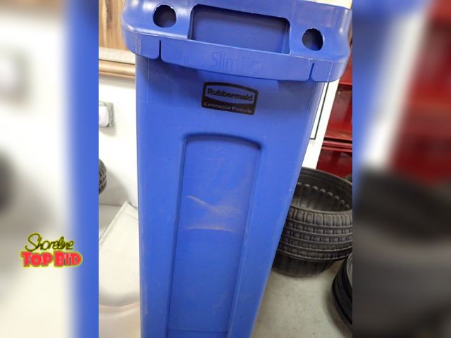 Lot 59-21137 - Large Blue Garbage Can 10" x 20" x 30" tall. Benefits YMCA Camp Pendalouan