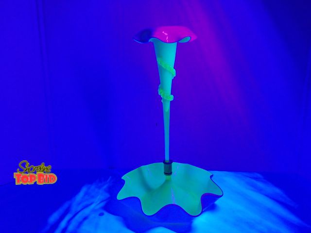 Lot 59-14039 - Elegant Antique Victorian Uranium (Vaseline) Glass Single Flute Epergne Centerpiece, Hand Blown art ...