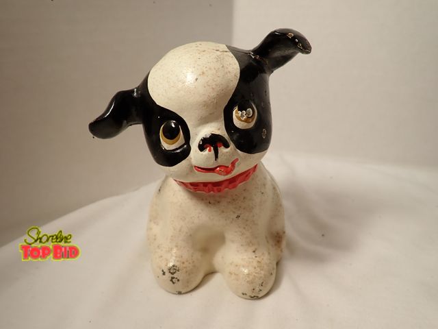 Lot 59-13101 - Antique Hubley Cast Iron Fido Dog Bank Still Coin, Circa 1910s - 1930s, Value $55 - $190