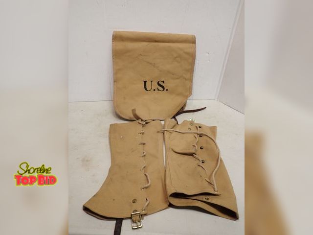 Lot 59-14625 - Military Blanket Bag &amp; set of Leggings, Both Canvas
