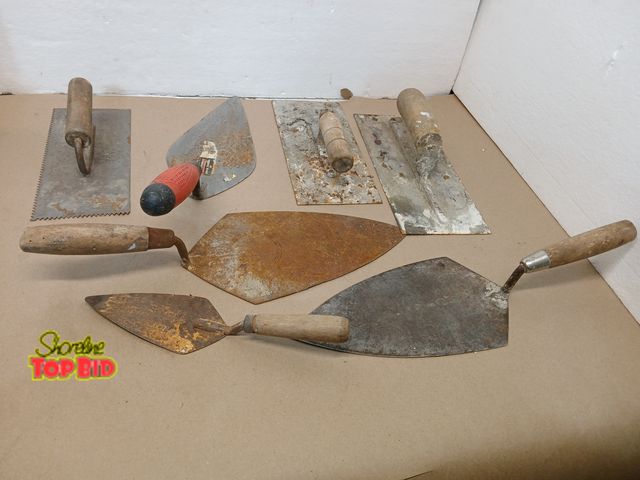 Lot 59-71017 - Mixed Masonry Concrete Plaster Hand Tool Lot Trowels Floats Notched Tile Trowel