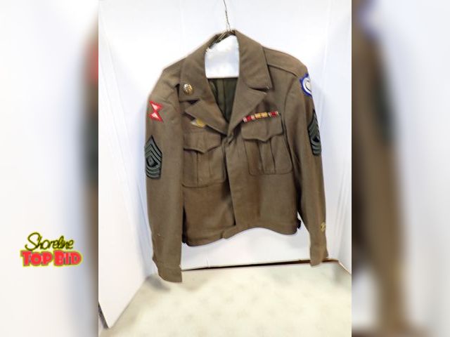 Lot 59-41170 - Military Wool Coat with Patches &amp; Pins