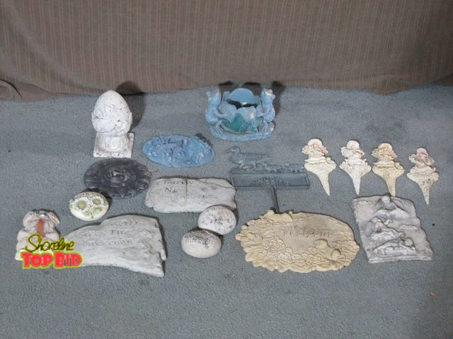 Lot 59-10077 - 17 different items of yard decor.  Made out of assorted materials, resin, steel, concrete.  All are ...