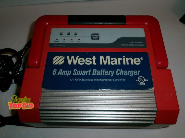 Lot 59-74523 - West Marine 6 Amp Smart Battery Charger 12V fully automatic microprocessor-controlled charging. Full...
