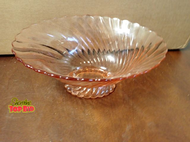 Lot 59-10255 - Pink Oval Depression Glass with a Swirl Pattern, Popular During the Great Depression Era from 1929 t...