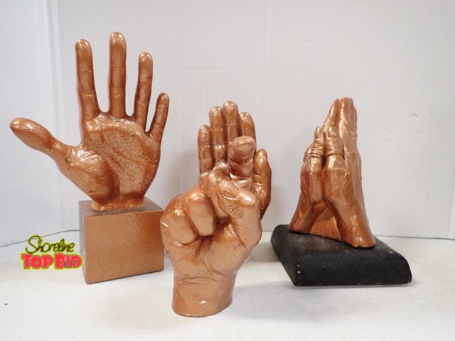 Lot 59-43585 - 4 Painted Gold Hand Sculptures