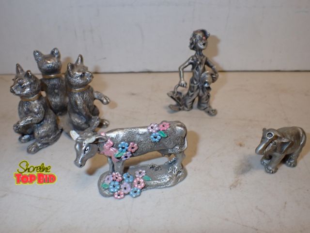 Lot 59-14597 - 4 Fine Pewter Sculptures 1 1/4" to 2 1/2" tall each