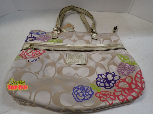 Lot 59-43264 - Authentic Coach Poppy Daisy Signature Applique Glam Tote Bag/Handbag, Needs Cleaning