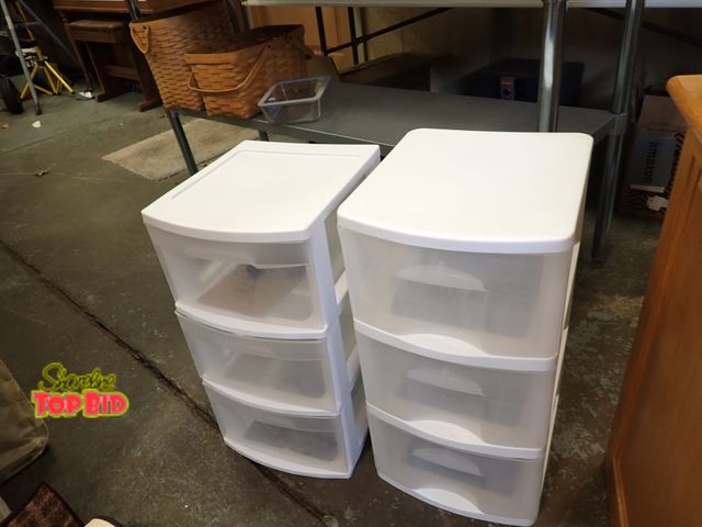 Lot 59-41109 - Two 3-Drawer Plastic Storage Bins