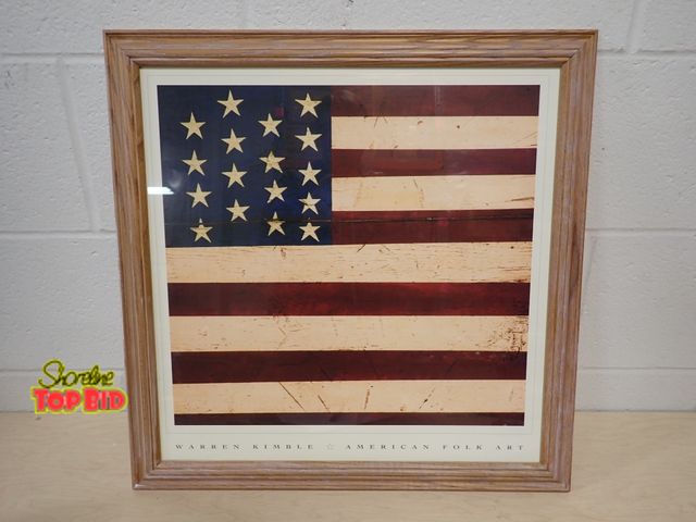 Lot 59-41032 - Framed Warren Kimble American Folk Art Print 20 1/4" x 20 1/4"