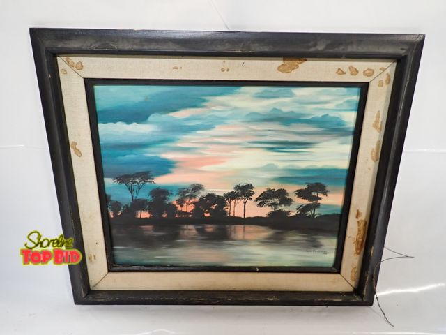 Lot 59-14405 - 1976 Lola Dunaway Oil on Board Painting, appears to be an original. 23" x 27" Wood Frame, matting is...