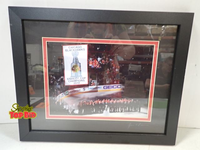 Lot 59-43457 - Banner Raising #1015 Framed Stanley Cup Champions 2013, Signed 11 1/2" x 16"