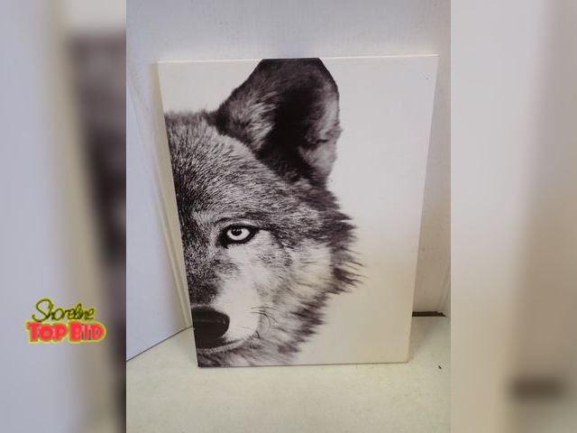 Lot 59-20117 - Black &amp; White Cropped Wolf Portrait Canvas Print 24" x 18"