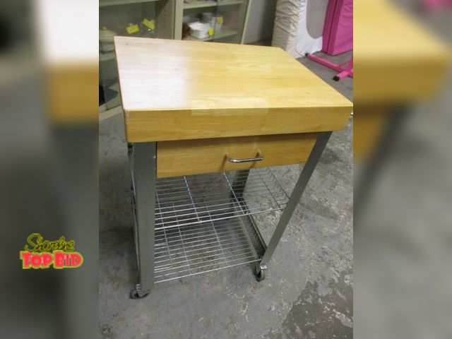 Lot 59-30075 - Butcher Block Kitchen Work Island on Casters
