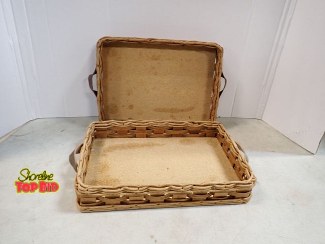 Lot 59-41648 - 2 Pyrex casserole holder's with leather handles