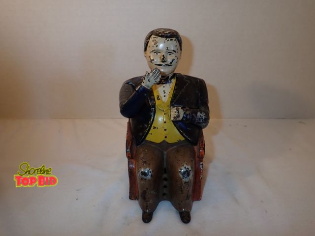 Lot 59-13123 - Antique Cast Iron Tammany Mechanical Bank "Little Fat Man" or "Boss Tweed" Bank, Value $150-$250, Wo...
