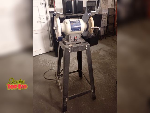 Lot 59-43695 - Rikon Low Speed 8" Bench Grinder on Stand, Very Quiet Unit - Working